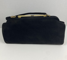 Vintage Black Velvet Gold Snap Latch Satin Lined Evening Bag