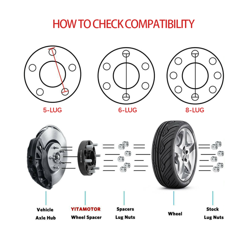 2Pcs Aluminum 5Studs 5×114.3 Wheel Spacers For Ford Falcon BA BF XC XF