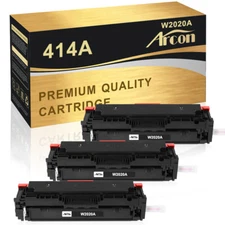 3PK BK Toner Compatible With HP 414A W2020A LaserJet M454dw MFP M479fdw No Chip