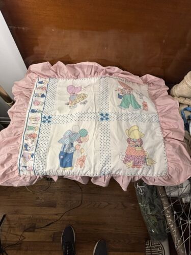 Holly Hobbie Pillow Case Ruffle Pink 21” X 26” Standard Set 3 Vintage Hobby 830