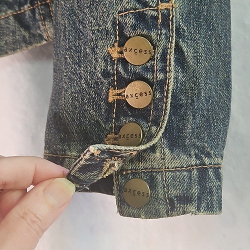 Vintage Axcess Jean Jacket by Liz Claiborne Women's Size 12 Embroidered Collar - Picture 7 of 10