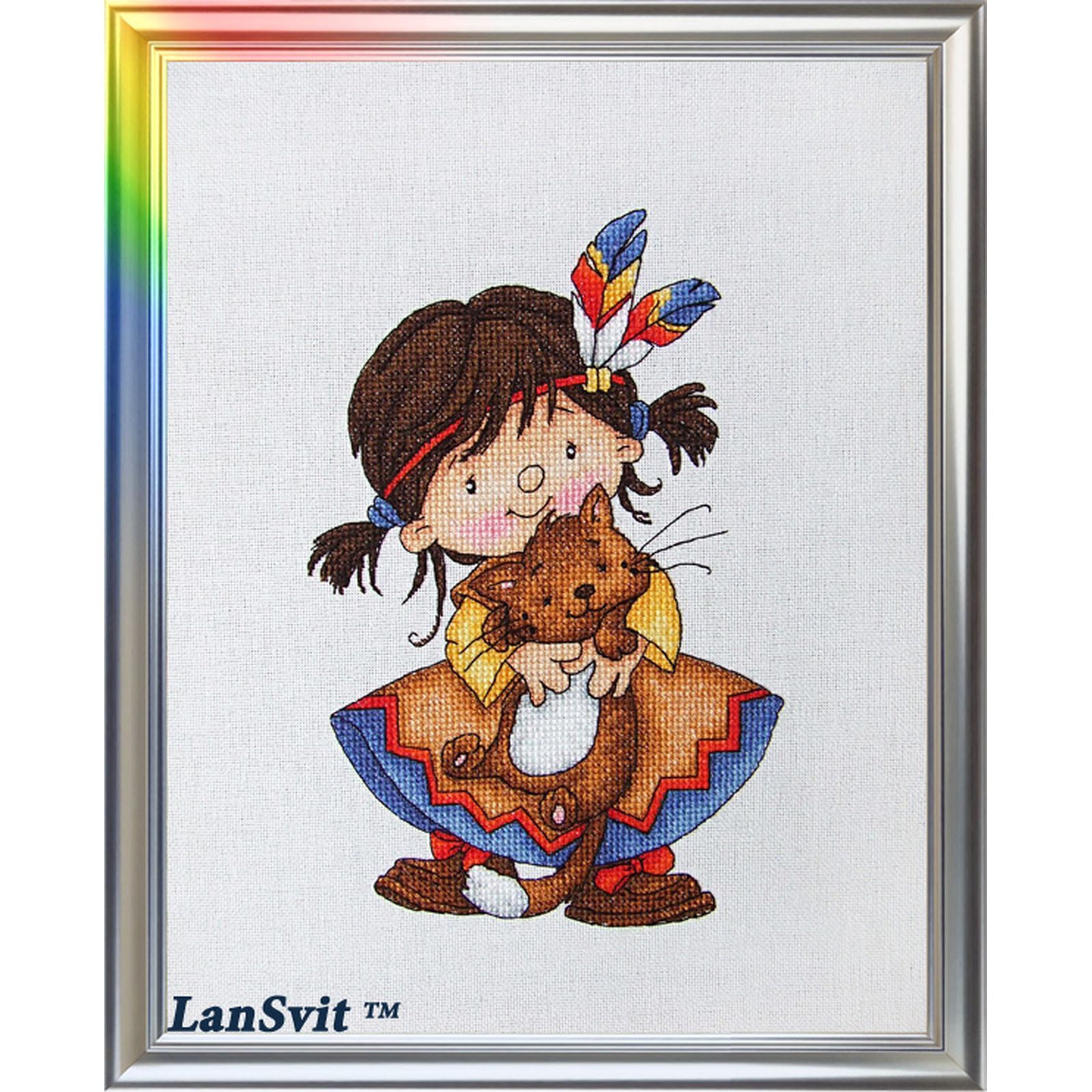 Jaguarundi point de croix broderie haut de gamme LanSvit D-038 sur toile étamine