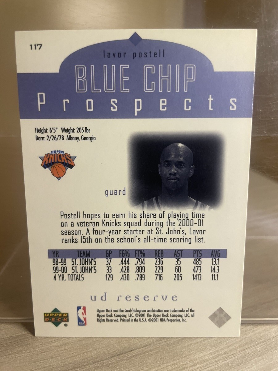 2000-01 UD Reserve New York Knicks Basketball Card #117 Lavor