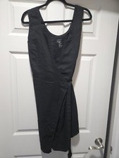 A Day Black Wrap Linen Viscose Blend Sleeveless Dress Sz Medium