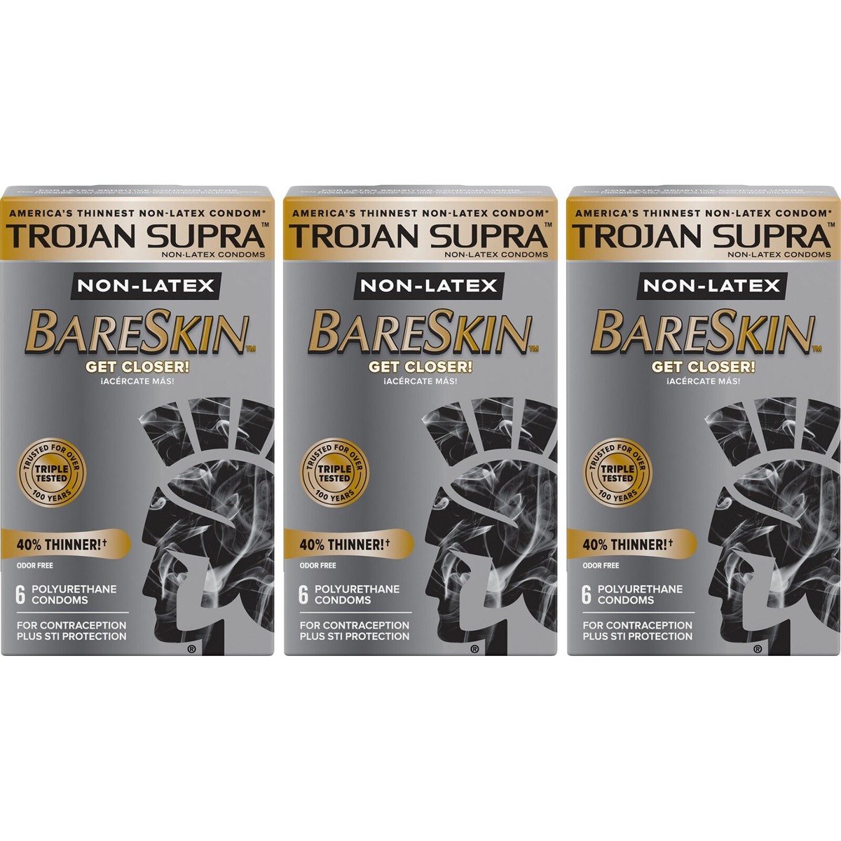 trojan supra microsheer polyurethane ultra thin lubricated premium condoms Trojan Supra Bareskin Thinnest Sensitive Polyurethane Non-Latex Condoms