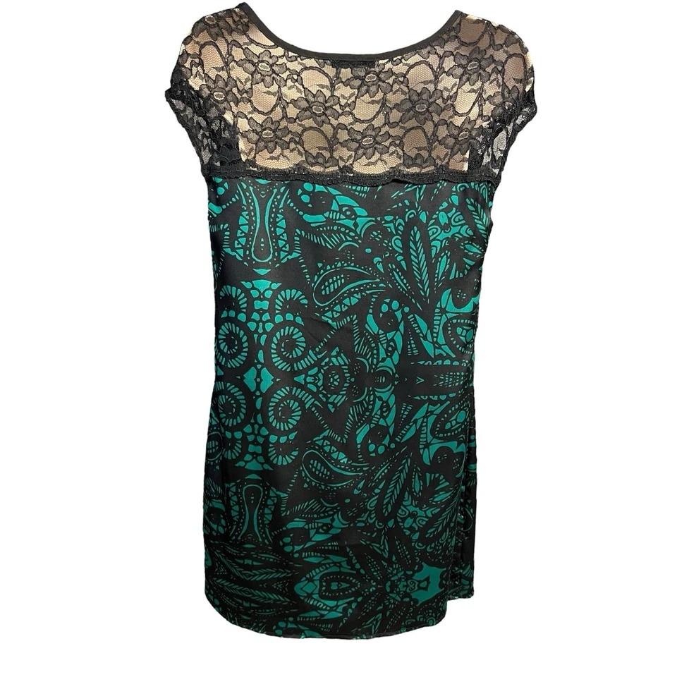 Vestido túnica suéter de encaje verde negro EXPRESS para mujer 2012 estampado boho Foto 4 de 4