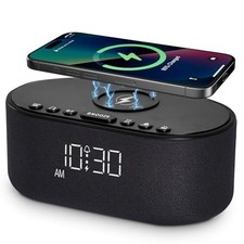 Sound Machine Alarm Clock for Bedrooms: Bluetooth 10W Stereo Sound Black