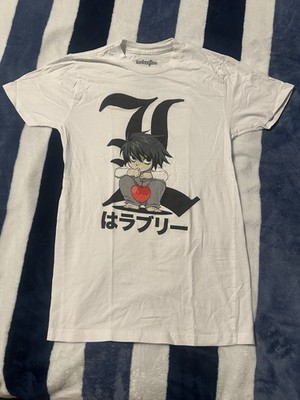 Death Note L Anime T-Shirt WeLoveFine White Graphic Tee Licensed Small