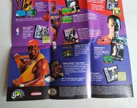 WWF WRESTLEMANIA STEEL CAGE CHALLENGE Nintendo NES Folded 15"&times;11" POSTER ~ EX++