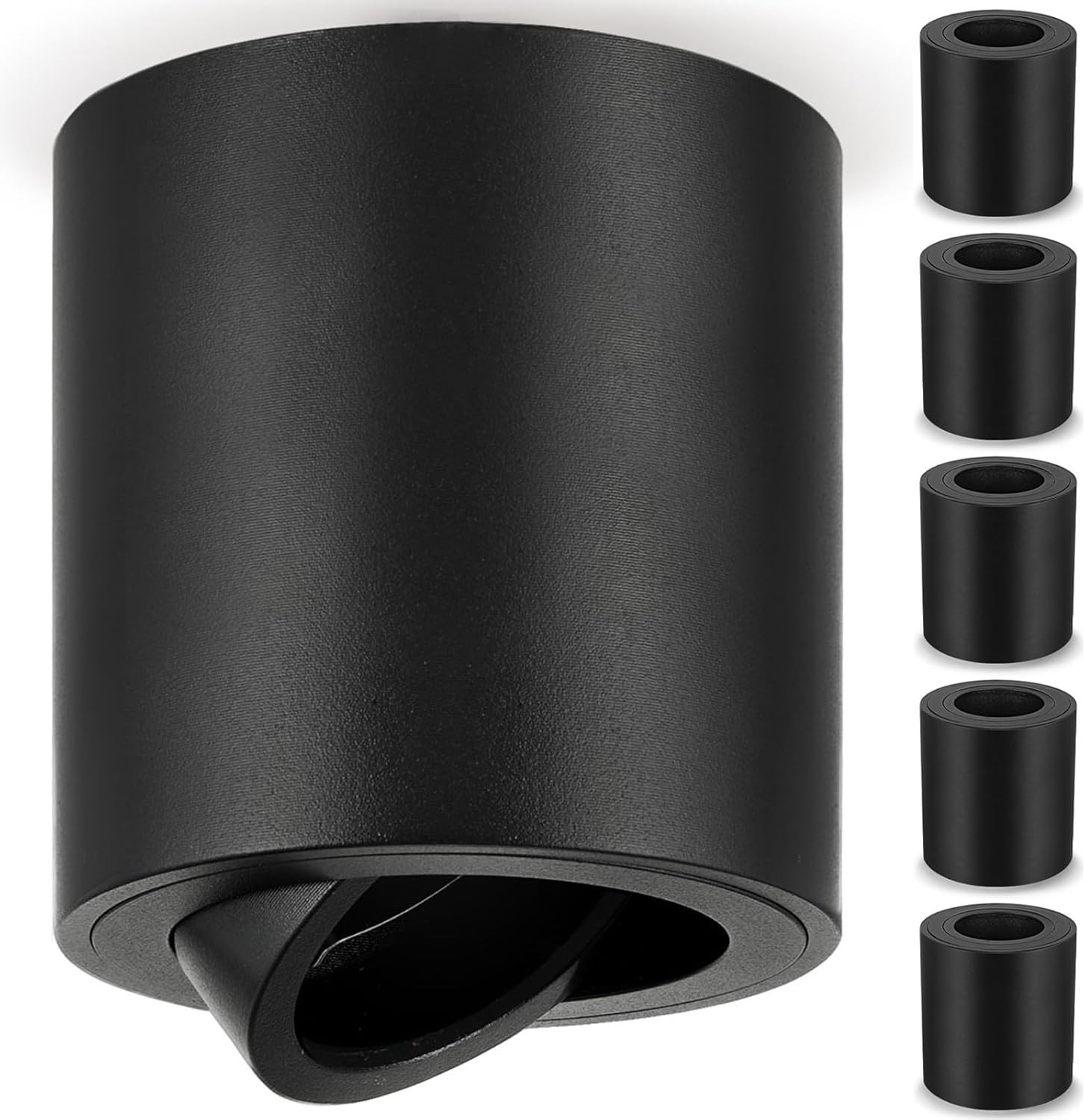 Set 6 Faretti LED Soffitto Nero GU10 - Porta Faretti Rotondi Moderni