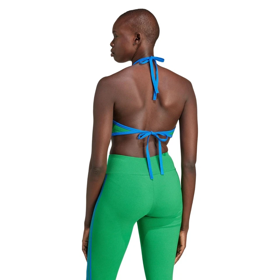 adidas ORIGINALS WOMEN'S TANK TOP RIB NECK GREEN BLUE RETRO TREFOIL 70S NEW BNWT - Image 2 of 4