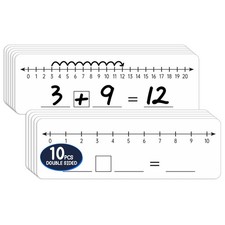 10 Pcs Number Line Dry Erase Boards Cards, Double Sided 4 inches, White