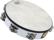 Remo TA-5210-00 Fiberskyn Tambourine - Quadura White, 10"