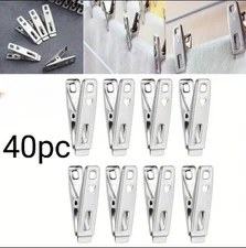 40 pk Stainless Steel Clothes Pin Laundry Hanger Metal Clips