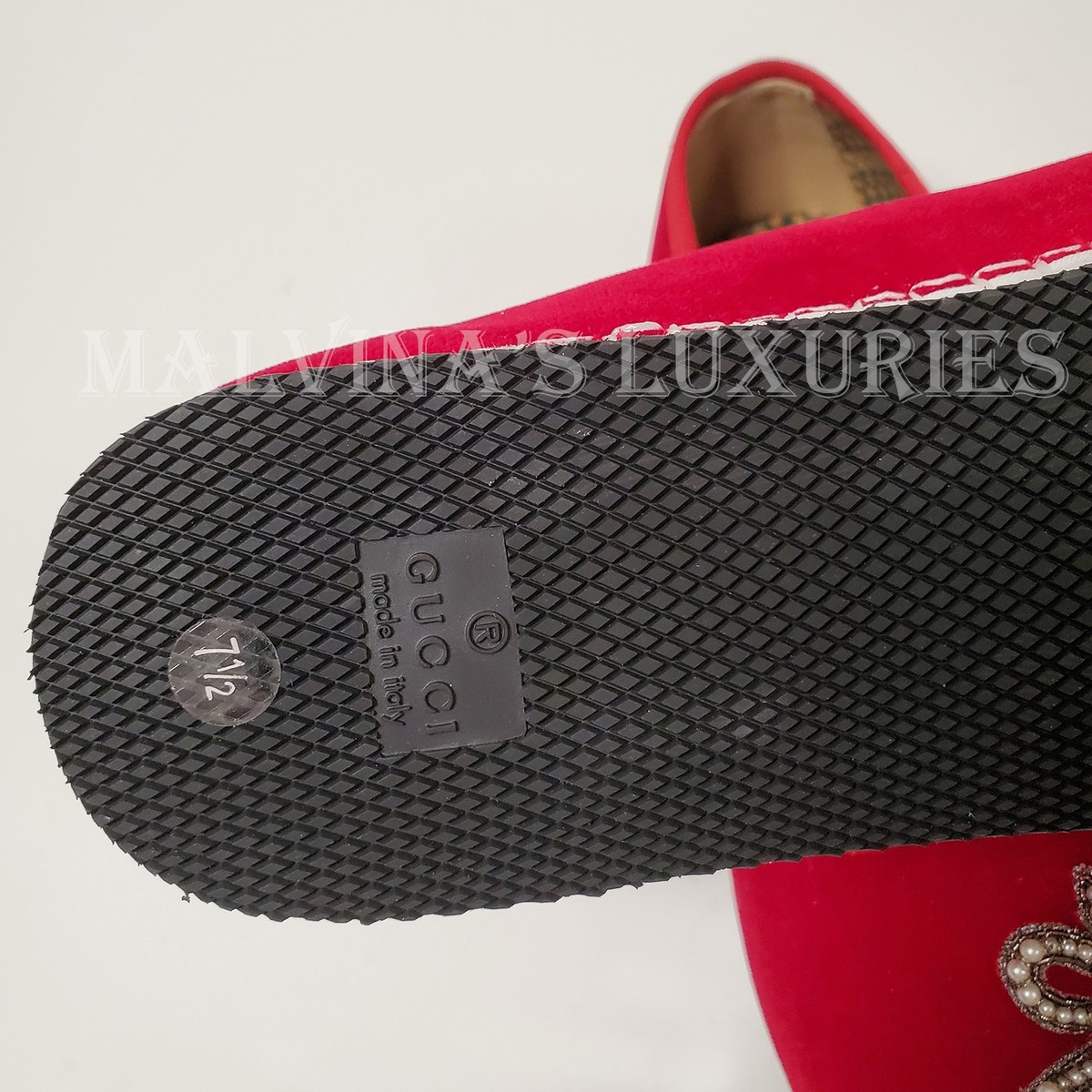 Gucci Men\'s Velvet Loafer With Am Appliqué In Red NEW IN BOX Gucci Men main image 2
