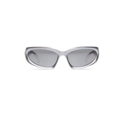BALENCIAGA swift oval BB0157S Sunglasses Silver Frame Wrap