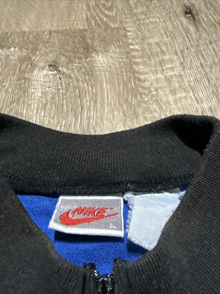 VTG Nike Cycling Jersey Mens Large Blue White 1/4 Zip 80s 90s Gray Tag - Image 3 of 4