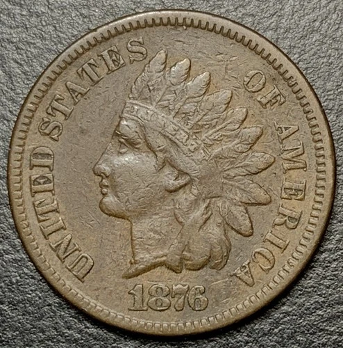1876 Indian Head Cent Penny 1c SEMI KEY DATE Choice Original VF Full LIBERTY