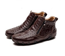 Mens Leather Ankle Boots Formal Zipper Round ...