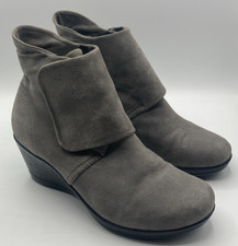 Dansko Maria Clogs Boots Sz 39 Gray Nubuck Leather Ankle Bootie Strap Closure