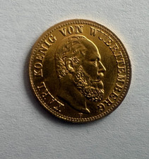 5 Mark 1877 Karl Württemberg Goldmünze, ansehen, Schnäppchen !!!