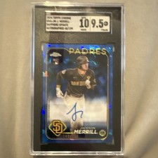 2024 Topps Chrome Sapphire Rookie Auto Jackson Merrill /199 Padres SGC 9.5