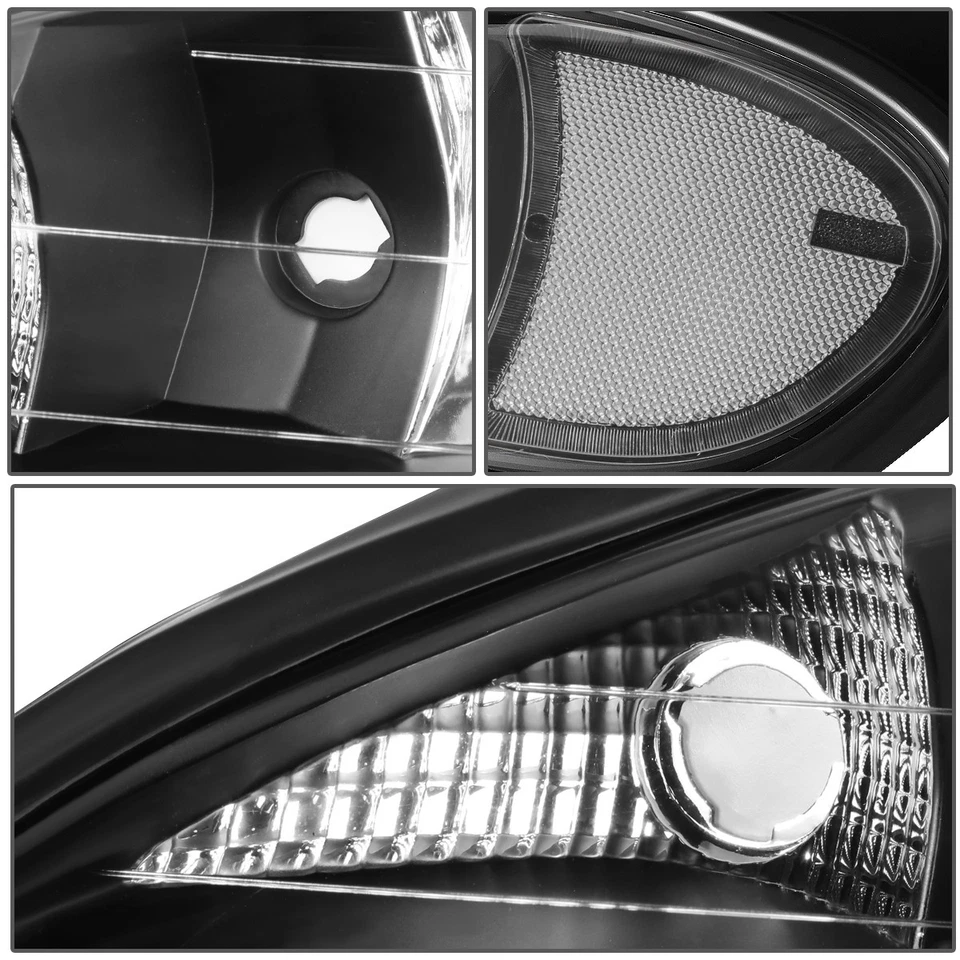 PARA 99-05 PONTIAC GRAND AM PAR CARCASA NEGRA FAROS ESQUINEROS TRANSPARENTES FAROS DELANTEROS Foto 4 de 4