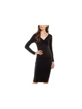PLANET GOLD Womens Sheath Knee Length Dress Black Long Sleeve Juniors M