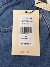 NYDJ Jeans Womens 8P Blue Sheri SlimStraight Lift Tuck Medium Wash Stretch Denim