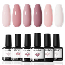 Gel Nail Polish Set - 6 Colors Nude Pink Milky White Gel Polish Set Light Neutra