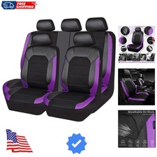 Leather Seat Covers Breathable Universal Car Seat Cover Full Set For Cute Wo...