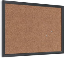 U Brands Cork Bulletin Board 17" x 23" Black Wood Frame
