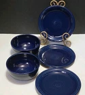 Set Of 5 Fiesta Cobalt Navy Blue 2 - 5½" Soup Bowls 3 - 7¼" Side Dessert Plates