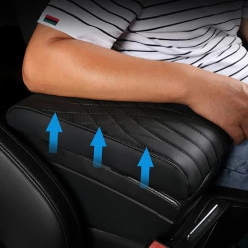 Center Console Armrest Cover for Hyundai Santa Fe 2001-2025, Black Leather Prote Foto 3 de 4