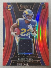2024 Panini Select Blake Corum Red Prizm Draft Selection Patch #DSM-BCM (RC)