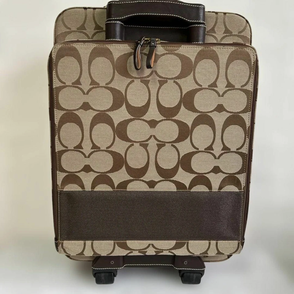 Coach Signature Suitcase F77020 Canvas Leather Beige Brown Gold Hardware - Image 2 of 4