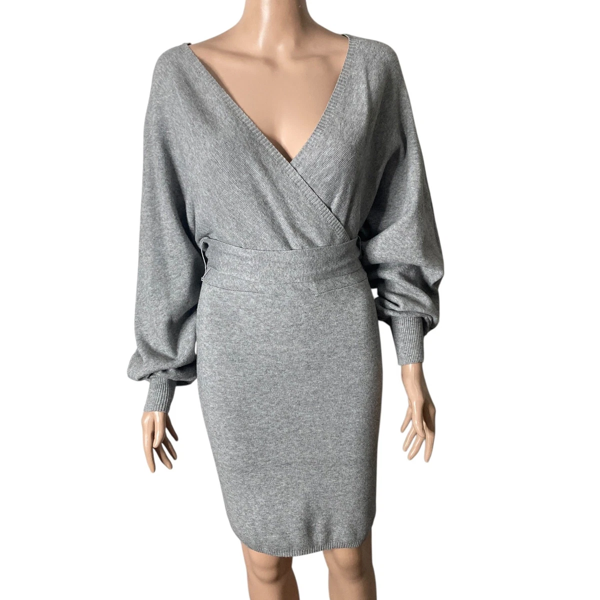 forever 21 grey sweater dress Forever 21 gray shoulderless sweater dress Small