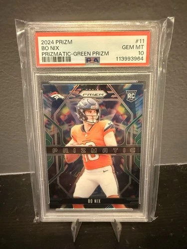 Bo Nix rookie card psa 10 prizmatic-green Prism 💥💥