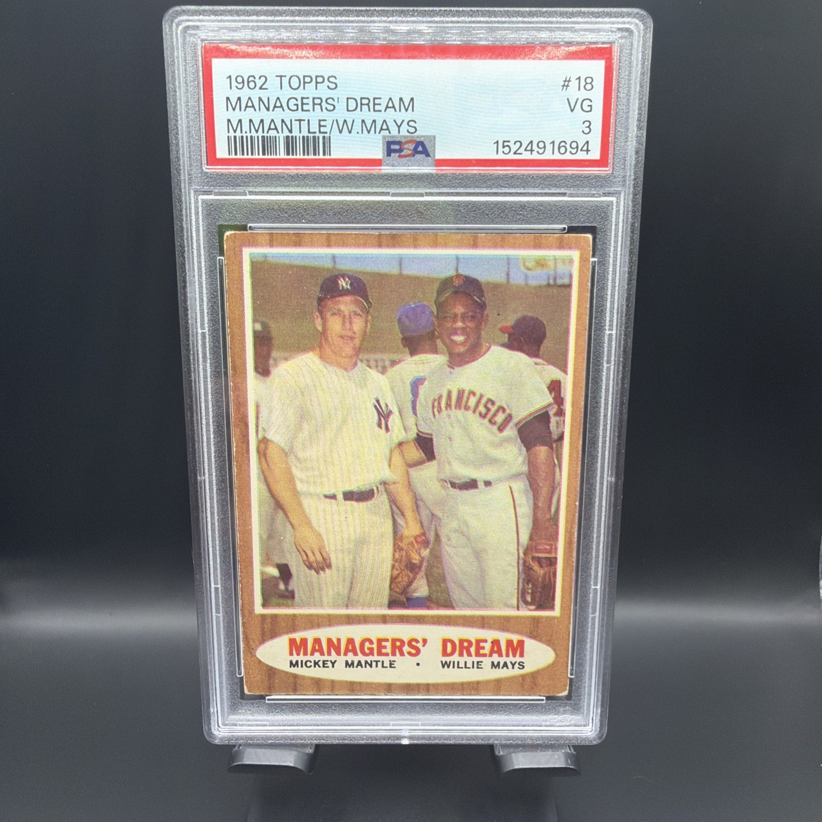 1962 Topps #18 Managers Dream Mickey Mantle Willie Mays PSA 3 FRESH SLAB