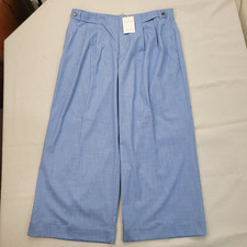 Free Assembly SZ XL 16-18 38" Wide Leg Crop Pants Sky Blue Stretch Comfort