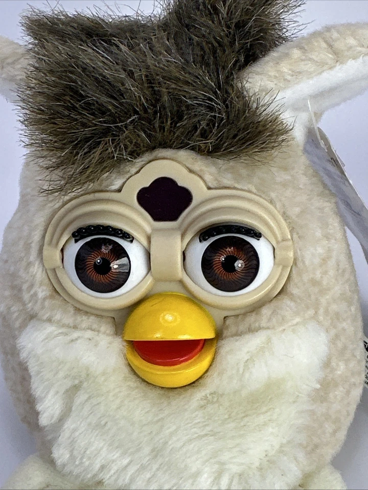 Furby Buddies 1999 软毛绒豆玩具 复古笑话,更棕褐色,黄色棕色 — 第 2/4 张图片