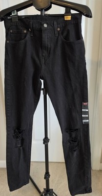 NWT Men's Levi's 512 Slim Taper Distressed Black Jeans - Size 31x32