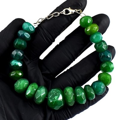 Sehr attraktives tolles Smaragdschliff 228,00 kt Perlen Damen Armband RK 42 E716