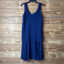 Partra tiered lined sleeveless navy dress 10