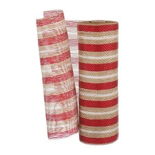 Decorative Mesh Ribbon, 10" x 10 Yard Mesh Ribbon Roll, Red/White
