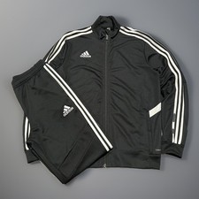 Adidas Mens Black Full Zip Climacool 3 Stripes Tricot Sport Tracksuit Set M