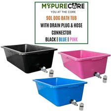 Heavy Duty 90L Dog Bath Tub Pet Wash Pool with Drain Plug & Hose Connector