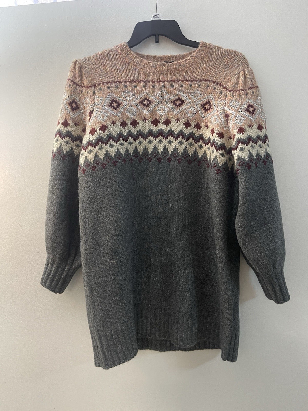 Zara New And Rare Zara Fair Isle knit Balloon Sleeve Jacquard Dress (size M) thumbnail 10