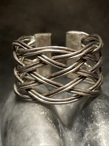 Braided Open Band Vintage Sterling Silver Ring Size 8.5