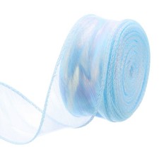 1.5 Inch 25 Yard Sheer Organza Ribbon Shimmer Chiffon Tulle Ribbons Sky Blue